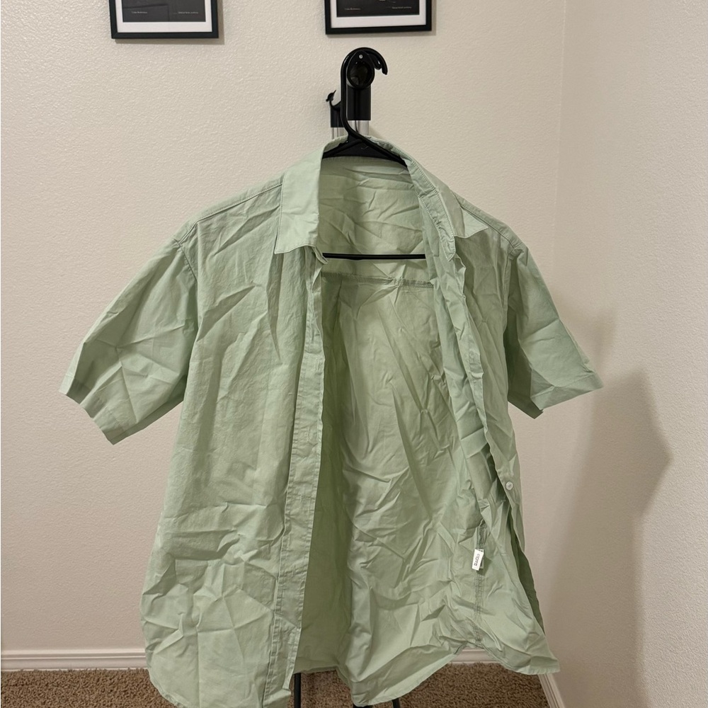SHEIN Light Green Short Sleeve Shirt Jacket